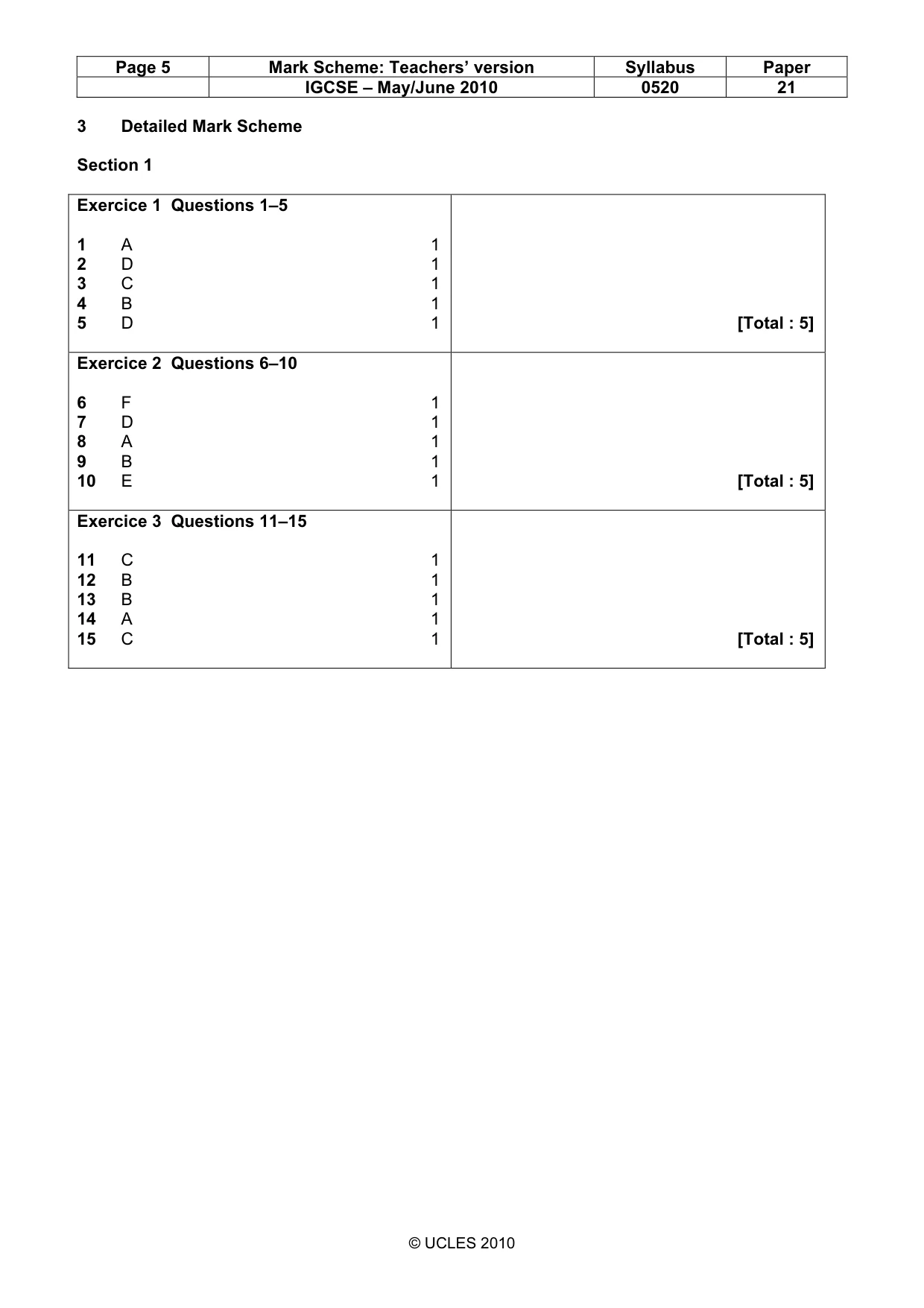 Mark scheme, page 5 of 14