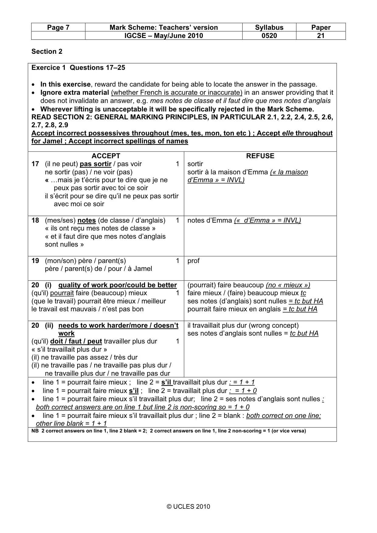 Mark scheme, page 7 of 14