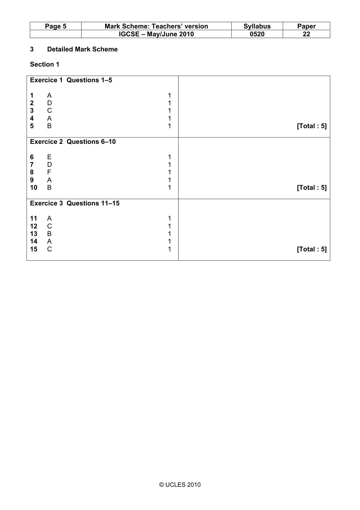 Mark scheme, page 5 of 14