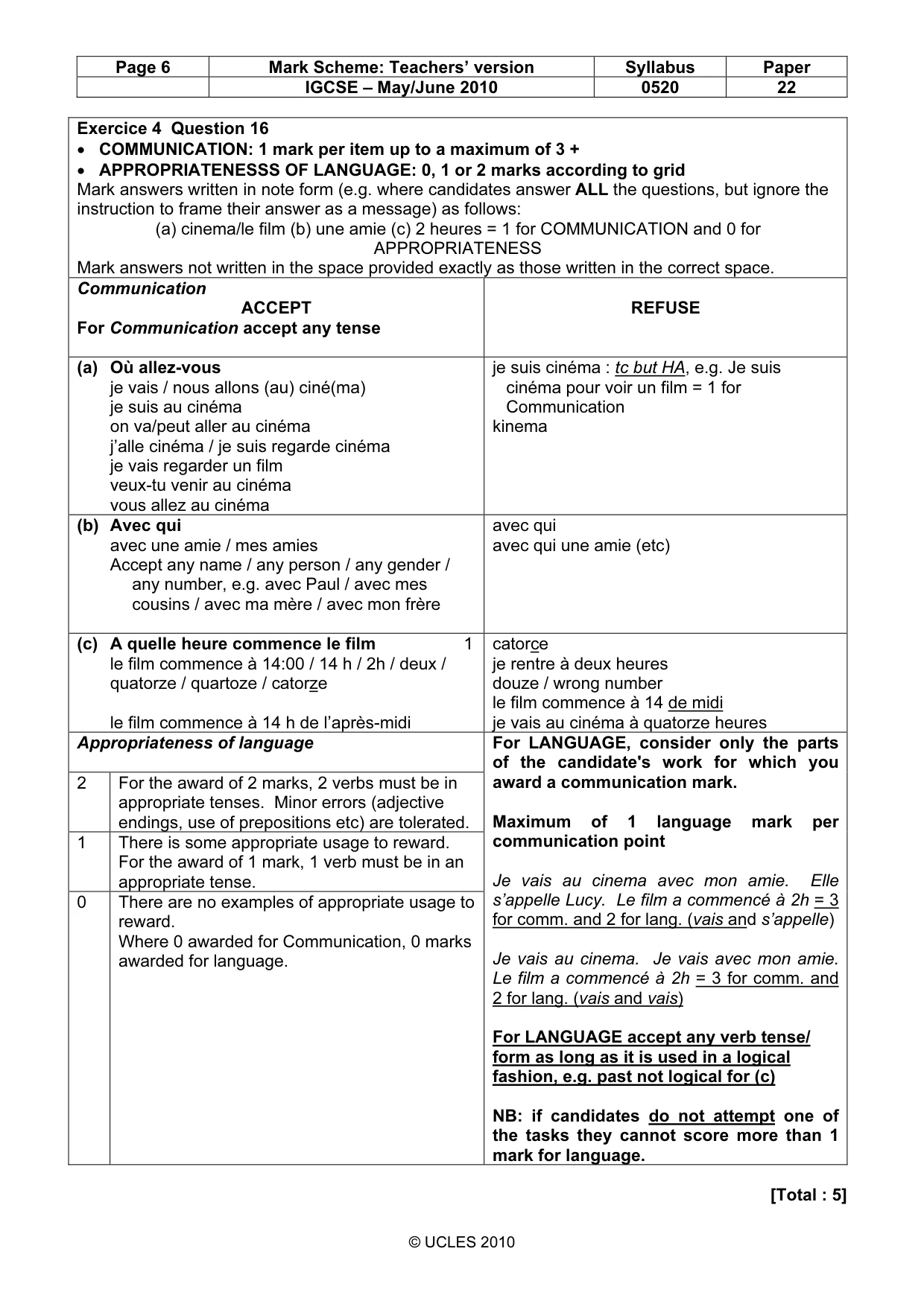 Mark scheme, page 6 of 14
