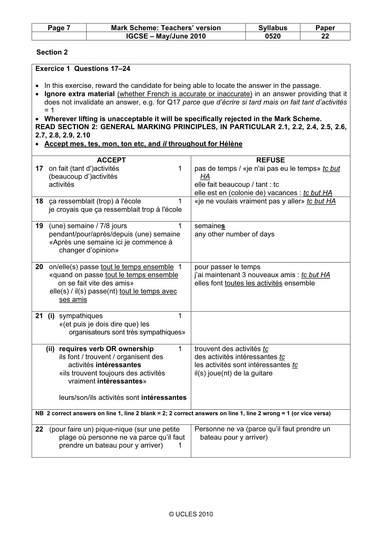 Mark scheme, page 7 of 14