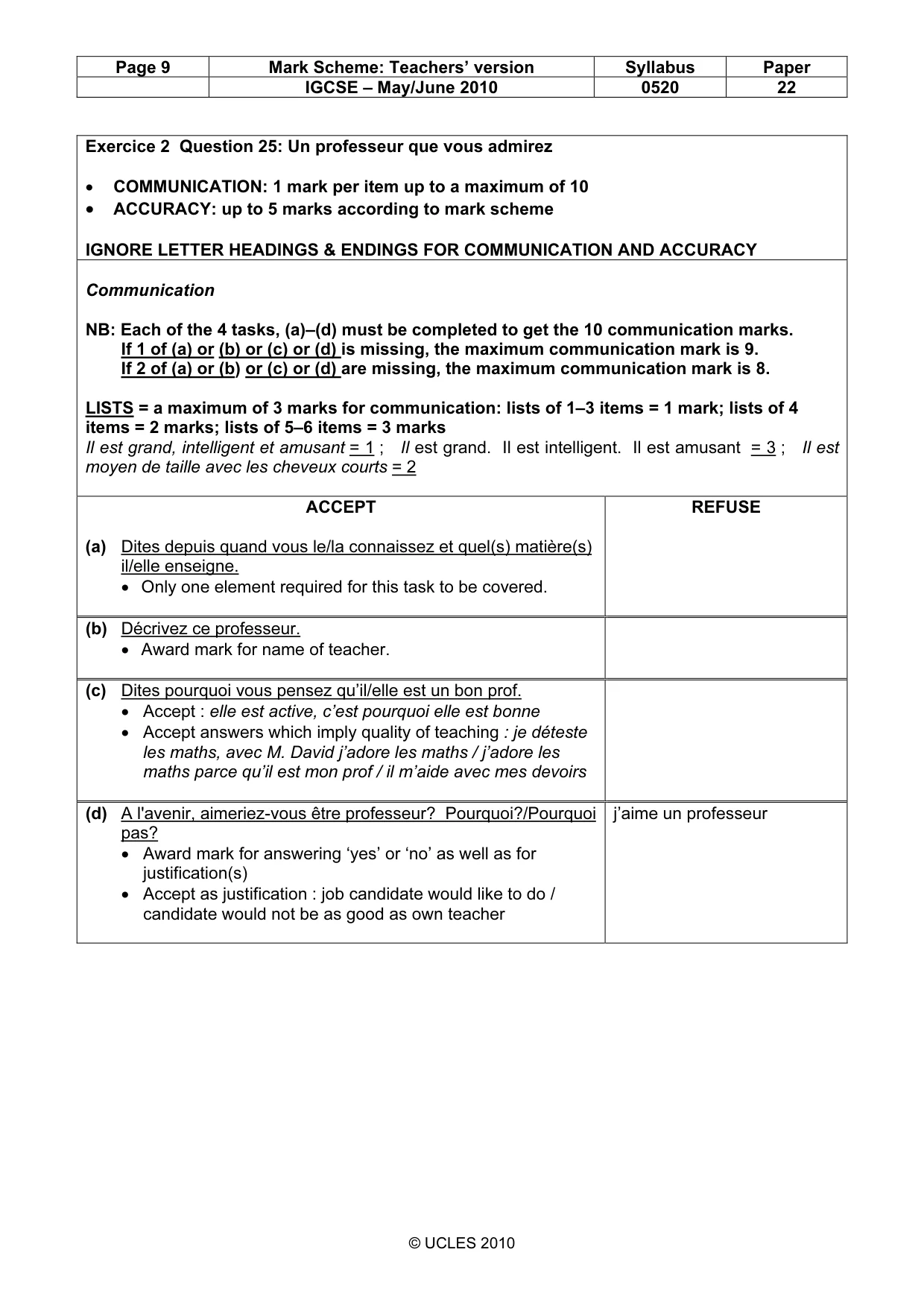 Mark scheme, page 9 of 14