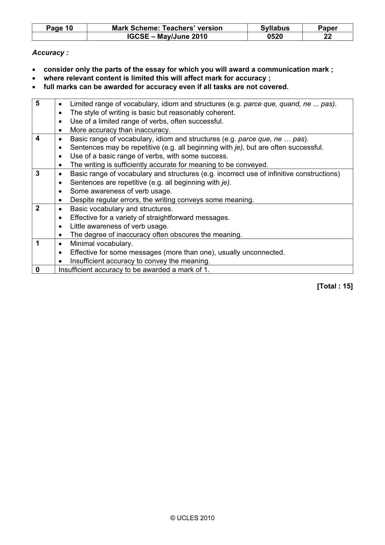 Mark scheme, page 10 of 14