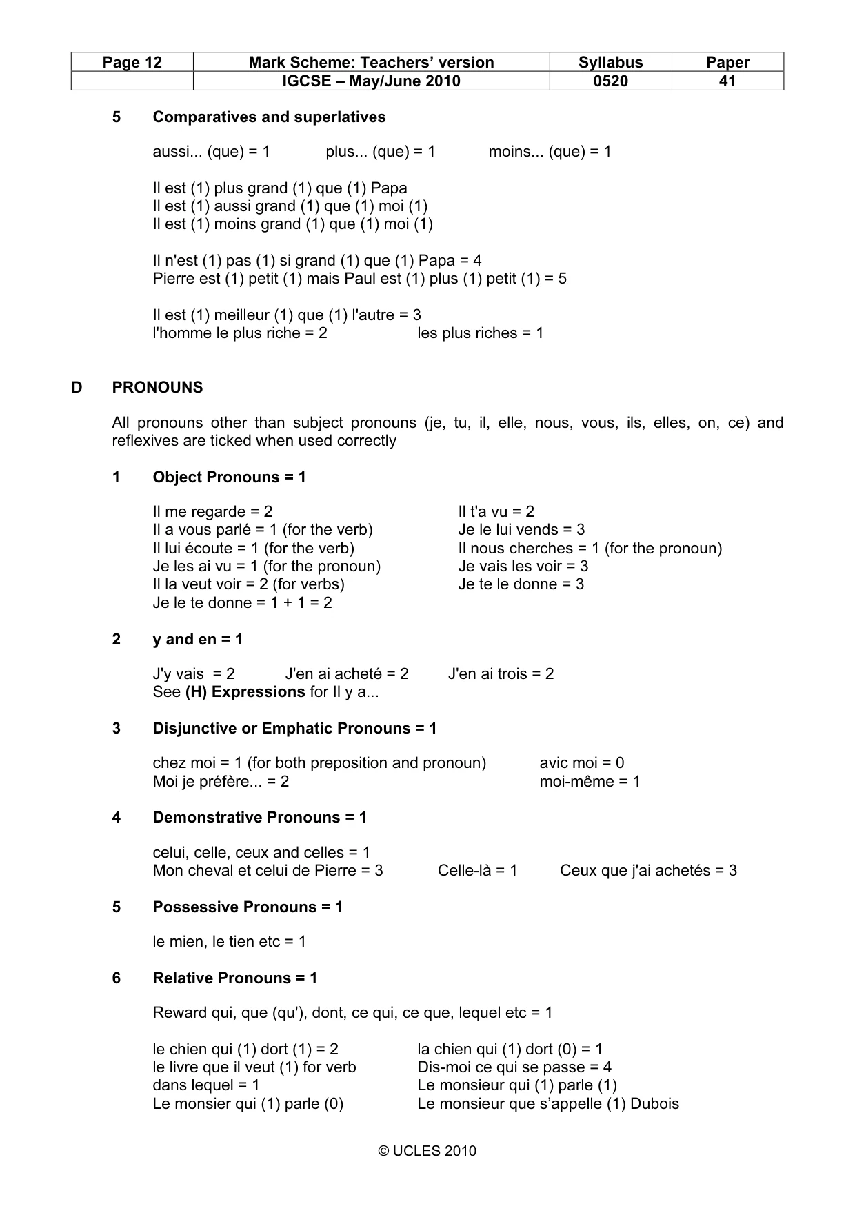 Mark scheme, page 12 of 16