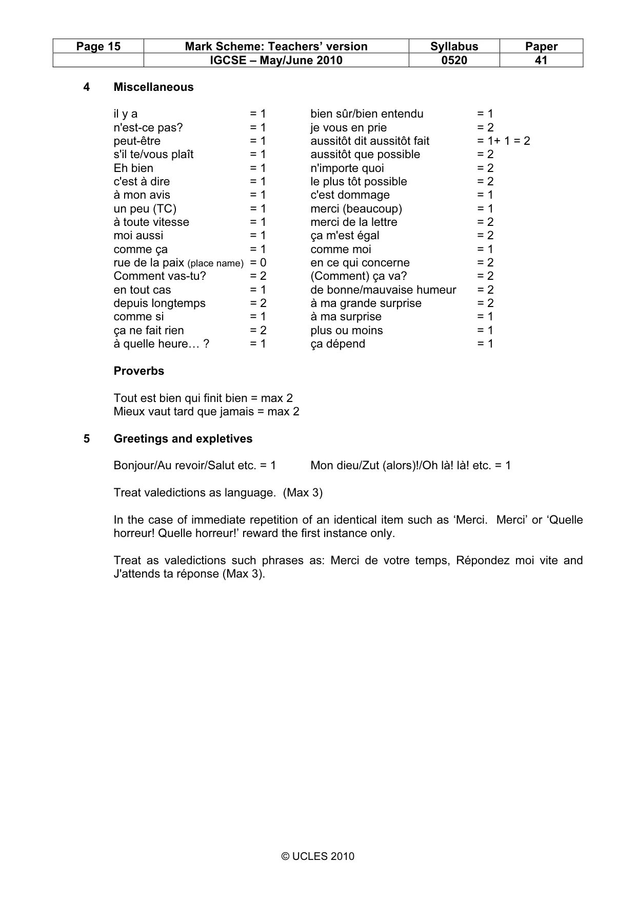 Mark scheme, page 15 of 16