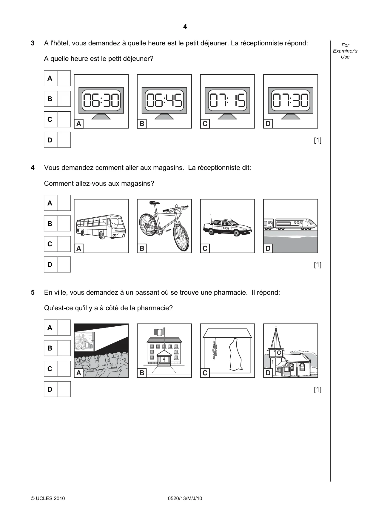 Cambridge IGCSE French - Foreign Language 0520 2010 May/June Paper 1 · Variant 3 question paper, page 4 of 12