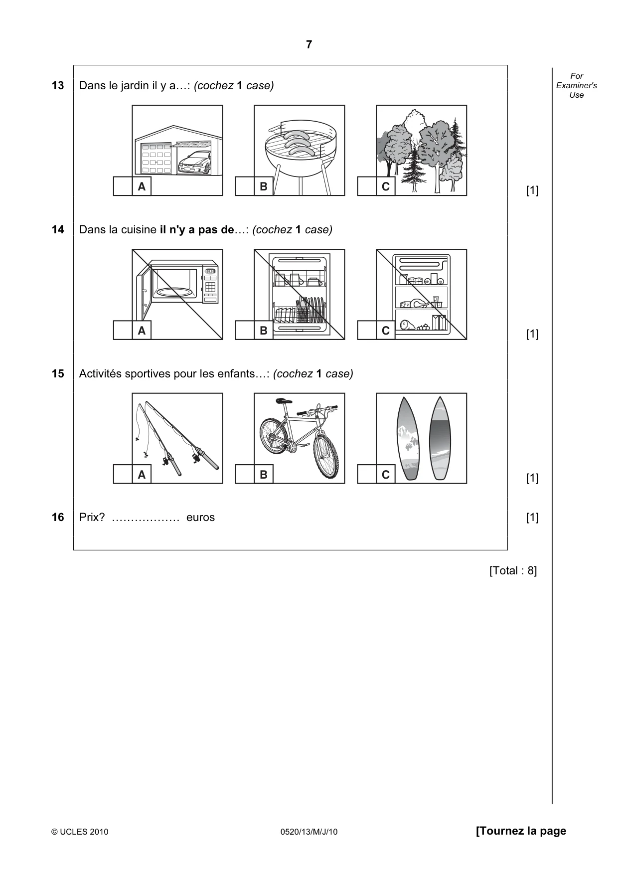 Cambridge IGCSE French - Foreign Language 0520 2010 May/June Paper 1 · Variant 3 question paper, page 7 of 12