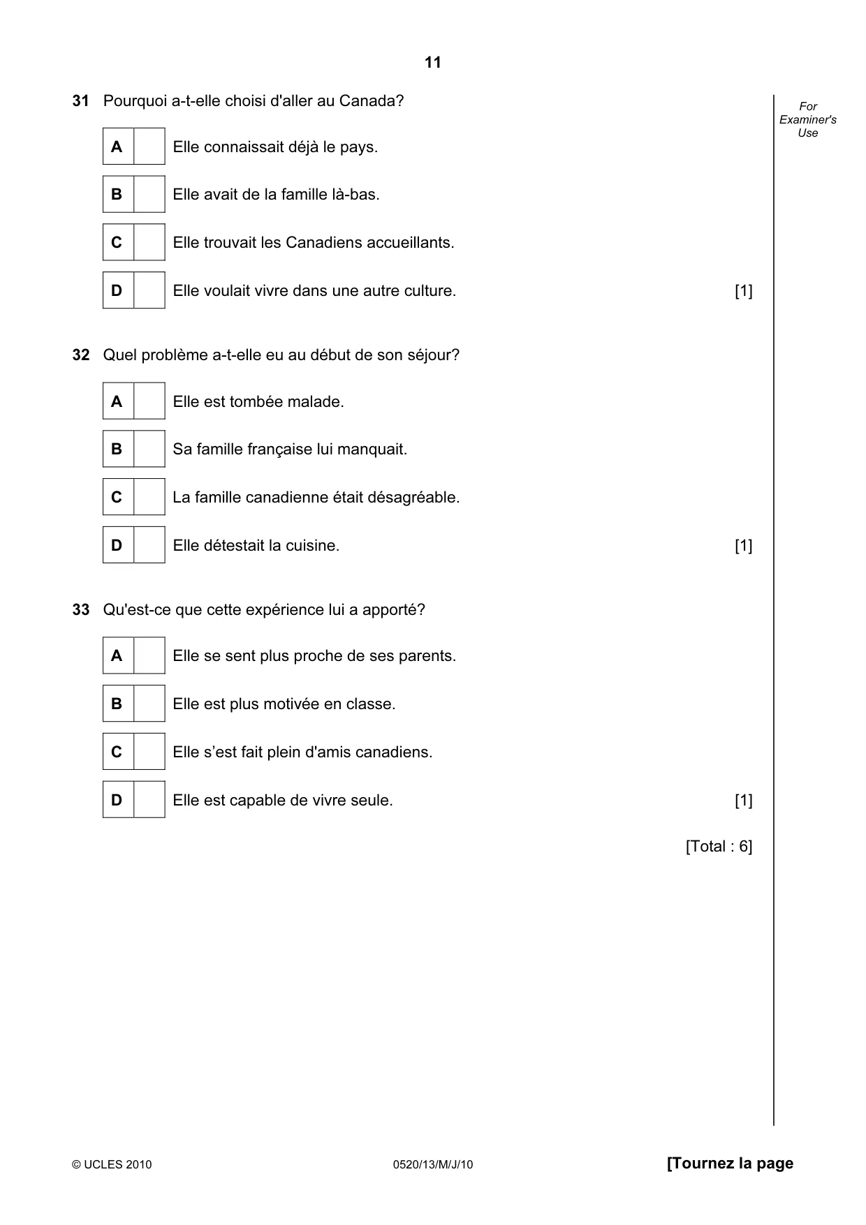 Cambridge IGCSE French - Foreign Language 0520 2010 May/June Paper 1 · Variant 3 question paper, page 11 of 12