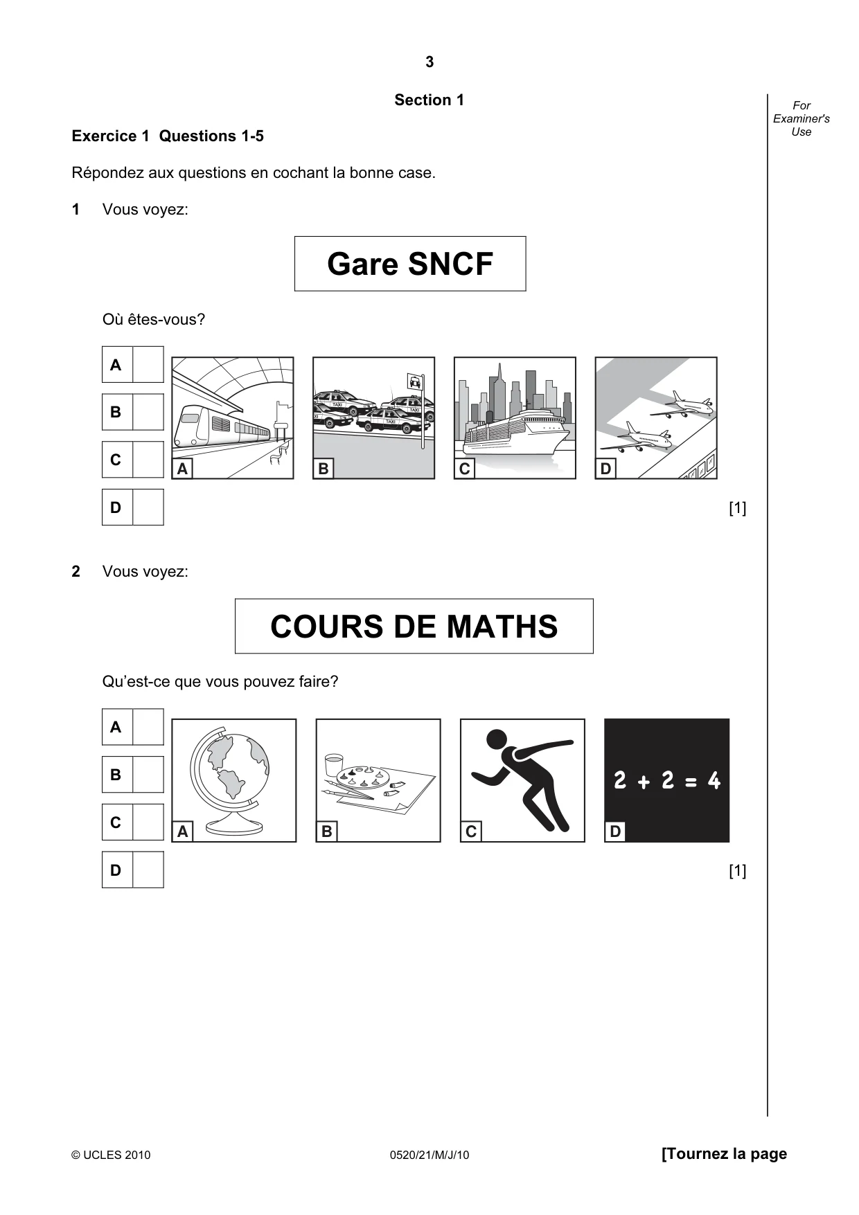 Cambridge IGCSE French - Foreign Language 0520 2010 May/June Paper 2 · Variant 1 question paper, page 3 of 20
