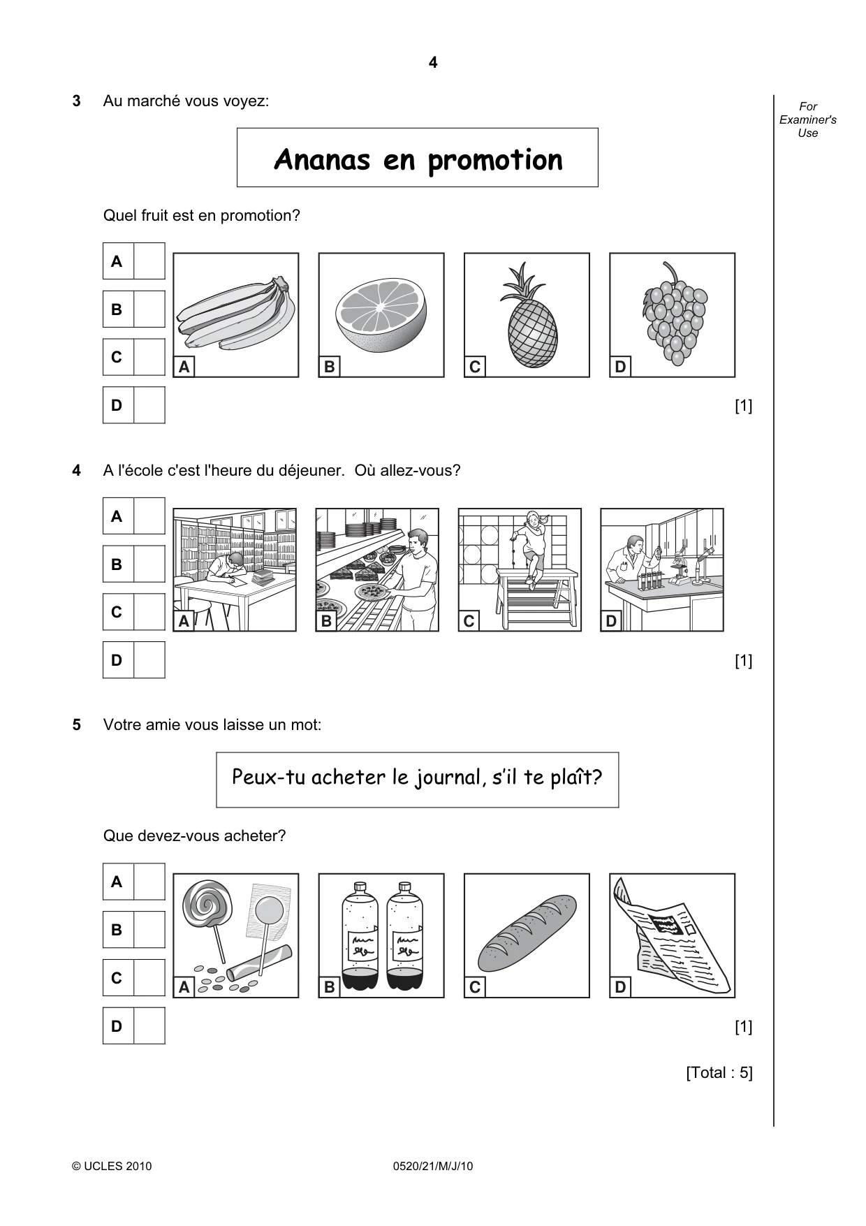 Cambridge IGCSE French - Foreign Language 0520 2010 May/June Paper 2 · Variant 1 question paper, page 4 of 20