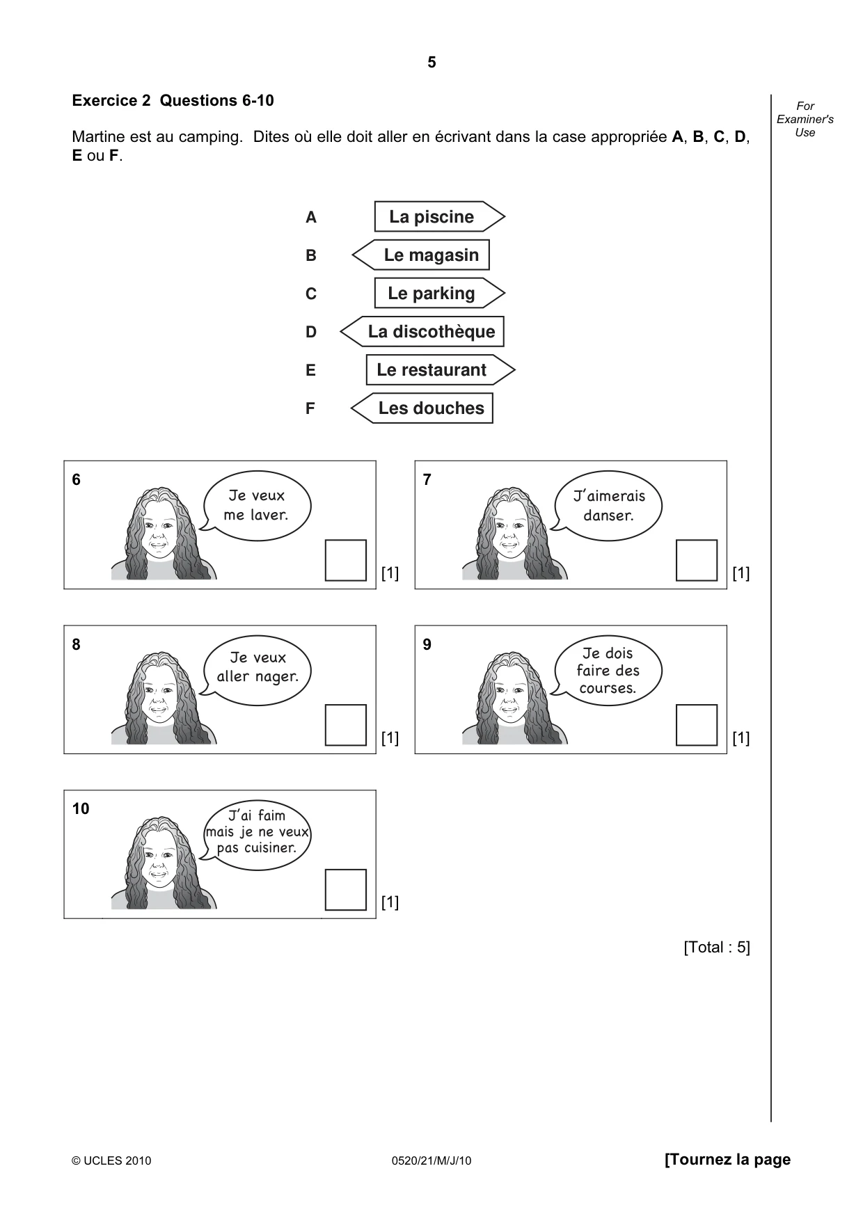 Cambridge IGCSE French - Foreign Language 0520 2010 May/June Paper 2 · Variant 1 question paper, page 5 of 20