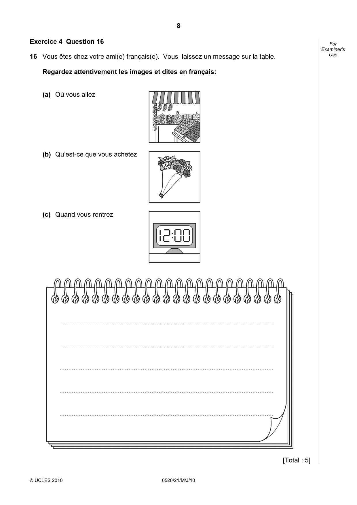 Cambridge IGCSE French - Foreign Language 0520 2010 May/June Paper 2 · Variant 1 question paper, page 8 of 20