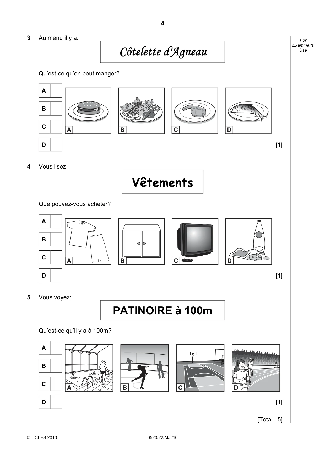 Cambridge IGCSE French - Foreign Language 0520 2010 May/June Paper 2 · Variant 2 question paper, page 4 of 20