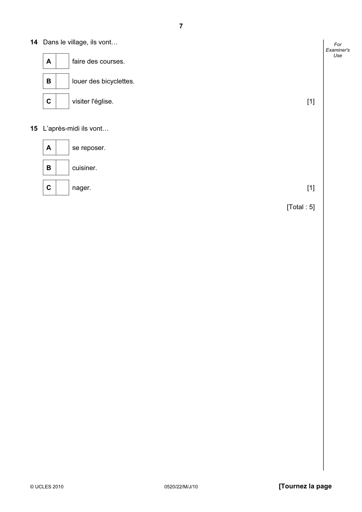 Cambridge IGCSE French - Foreign Language 0520 2010 May/June Paper 2 · Variant 2 question paper, page 7 of 20