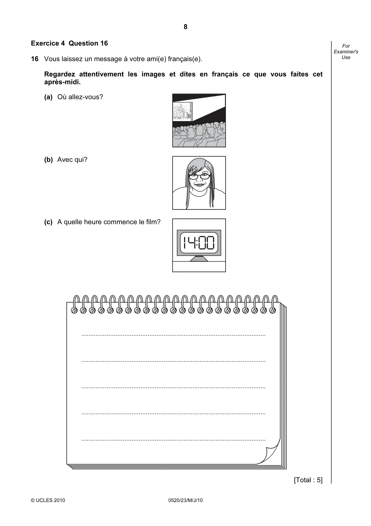 Cambridge IGCSE French - Foreign Language 0520 2010 May/June Paper 2 · Variant 3 question paper, page 8 of 20
