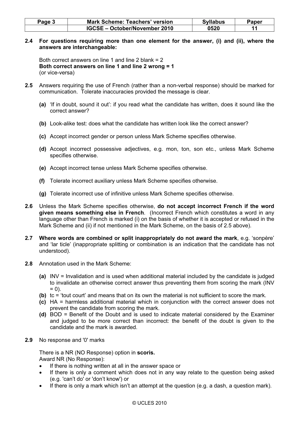 Mark scheme, page 3 of 10