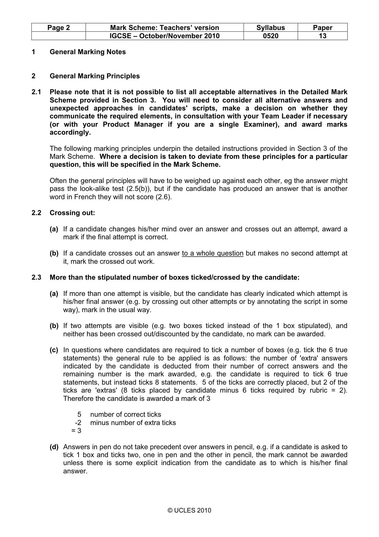 Mark scheme, page 2 of 10