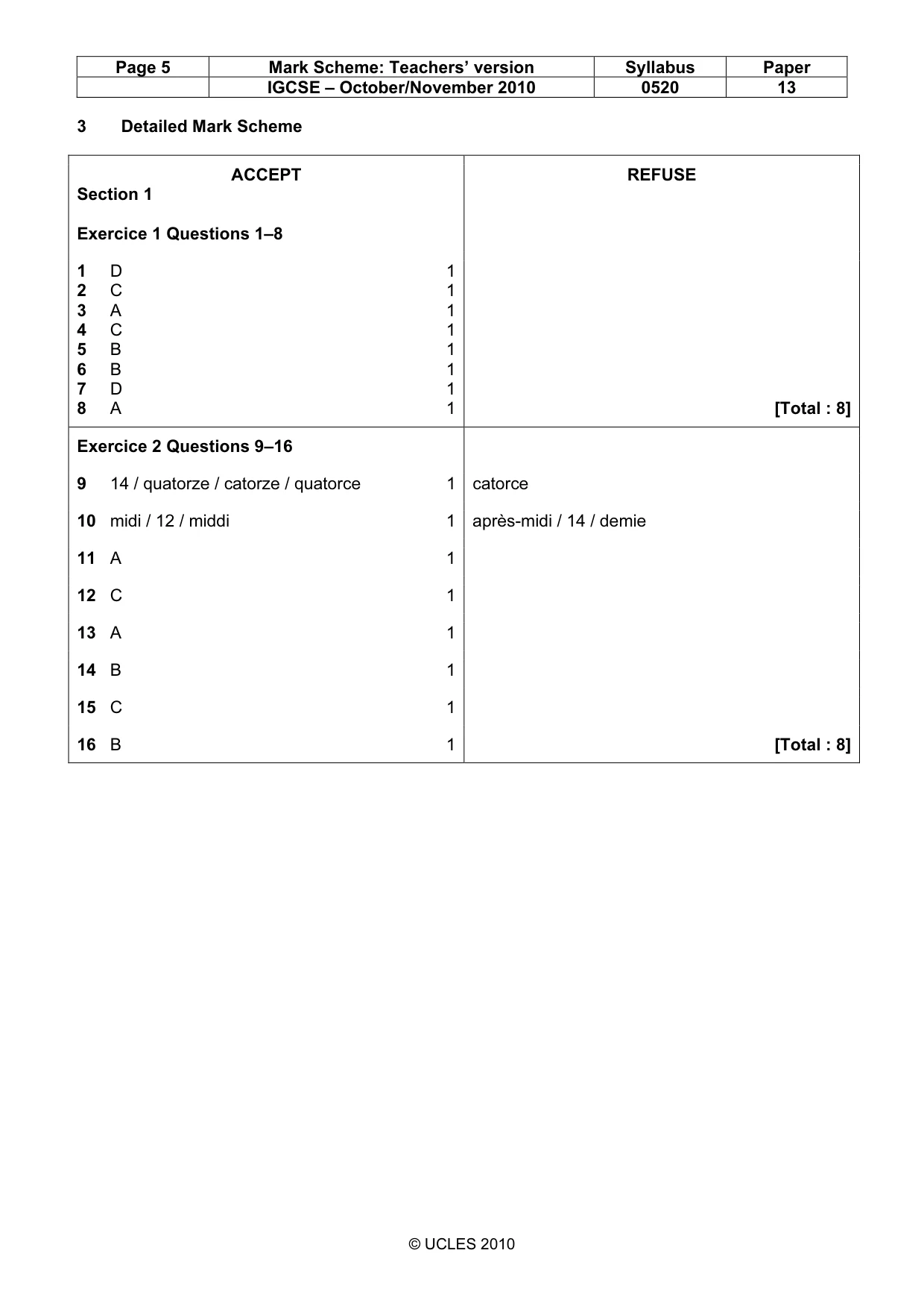 Mark scheme, page 5 of 10