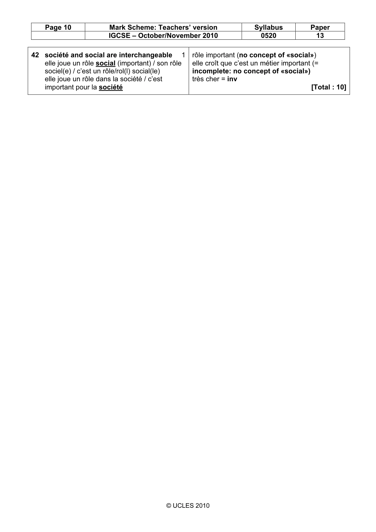Mark scheme, page 10 of 10