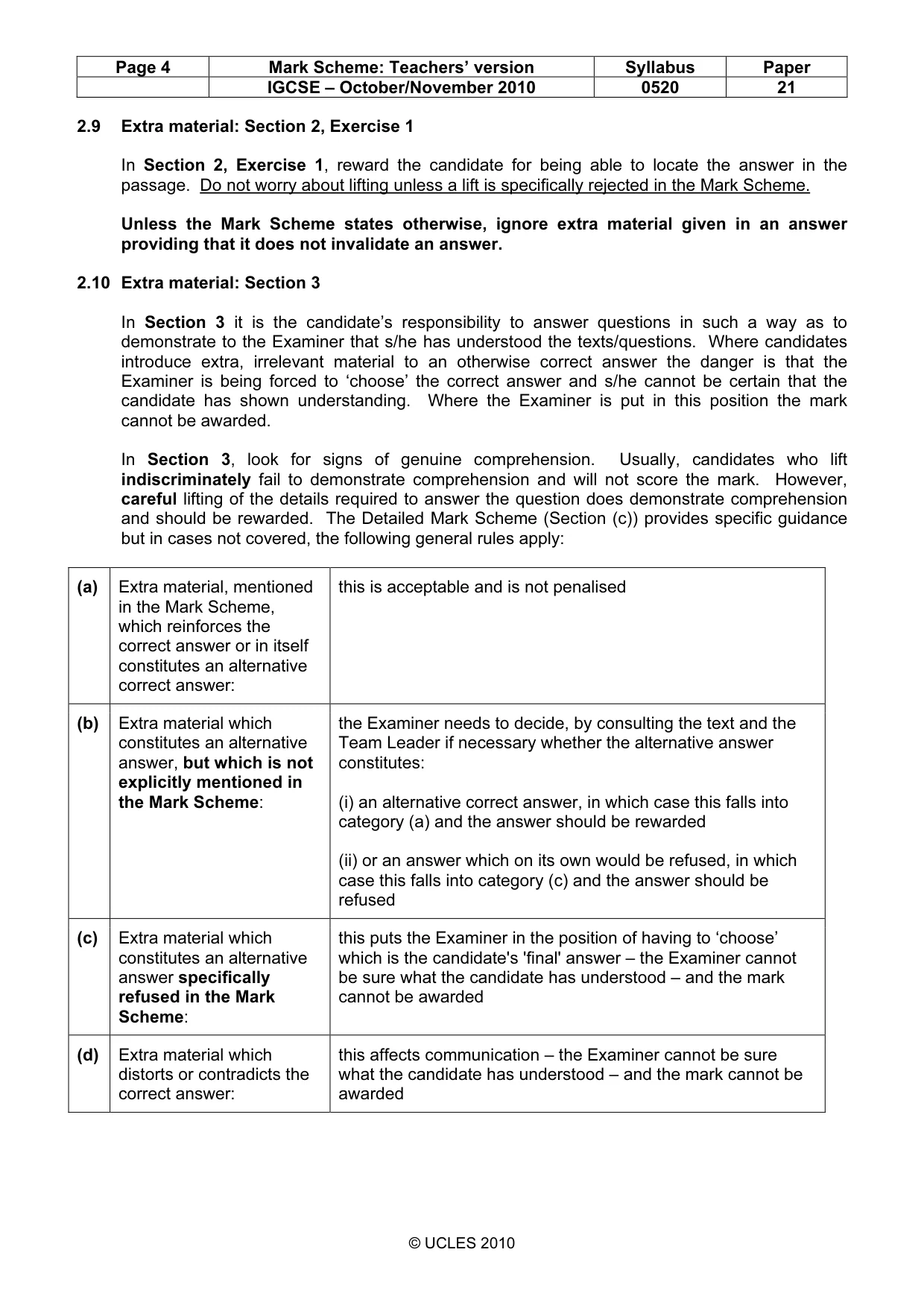 Mark scheme, page 4 of 13