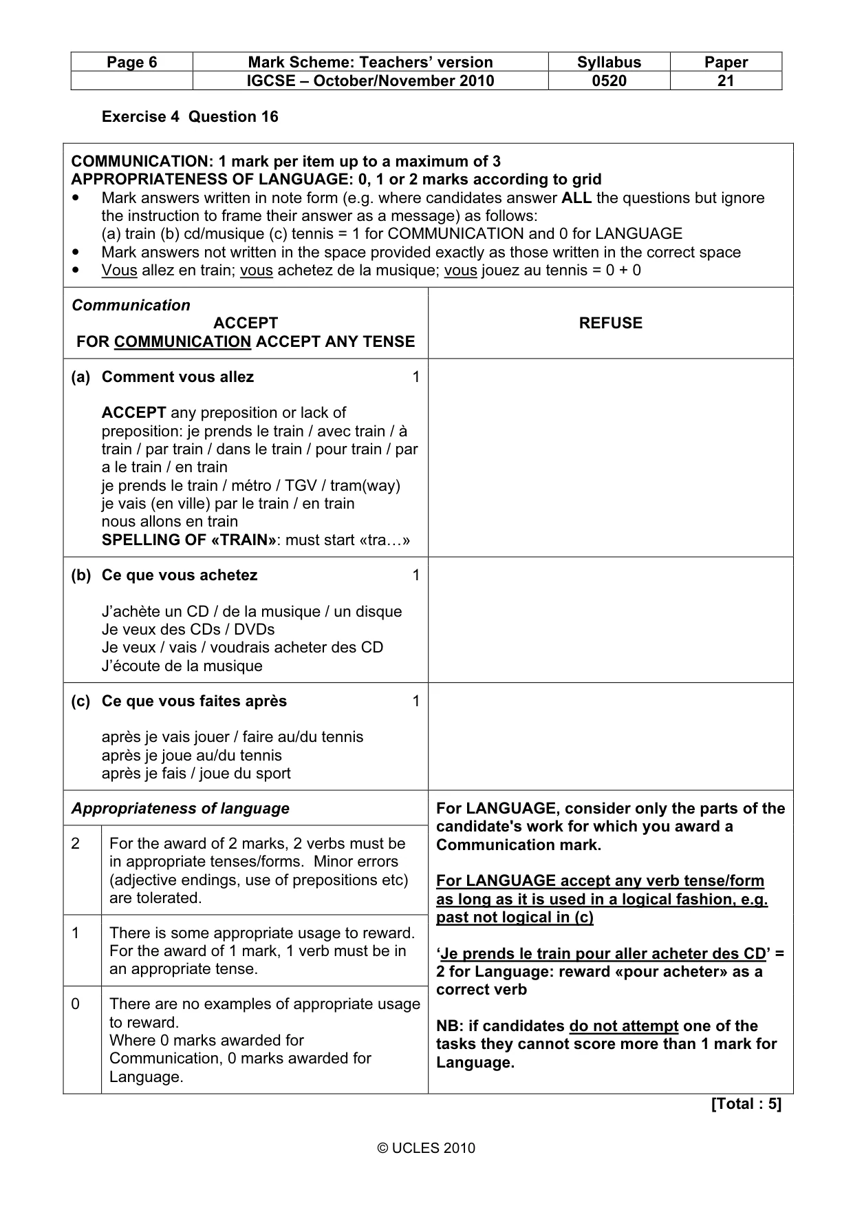 Mark scheme, page 6 of 13