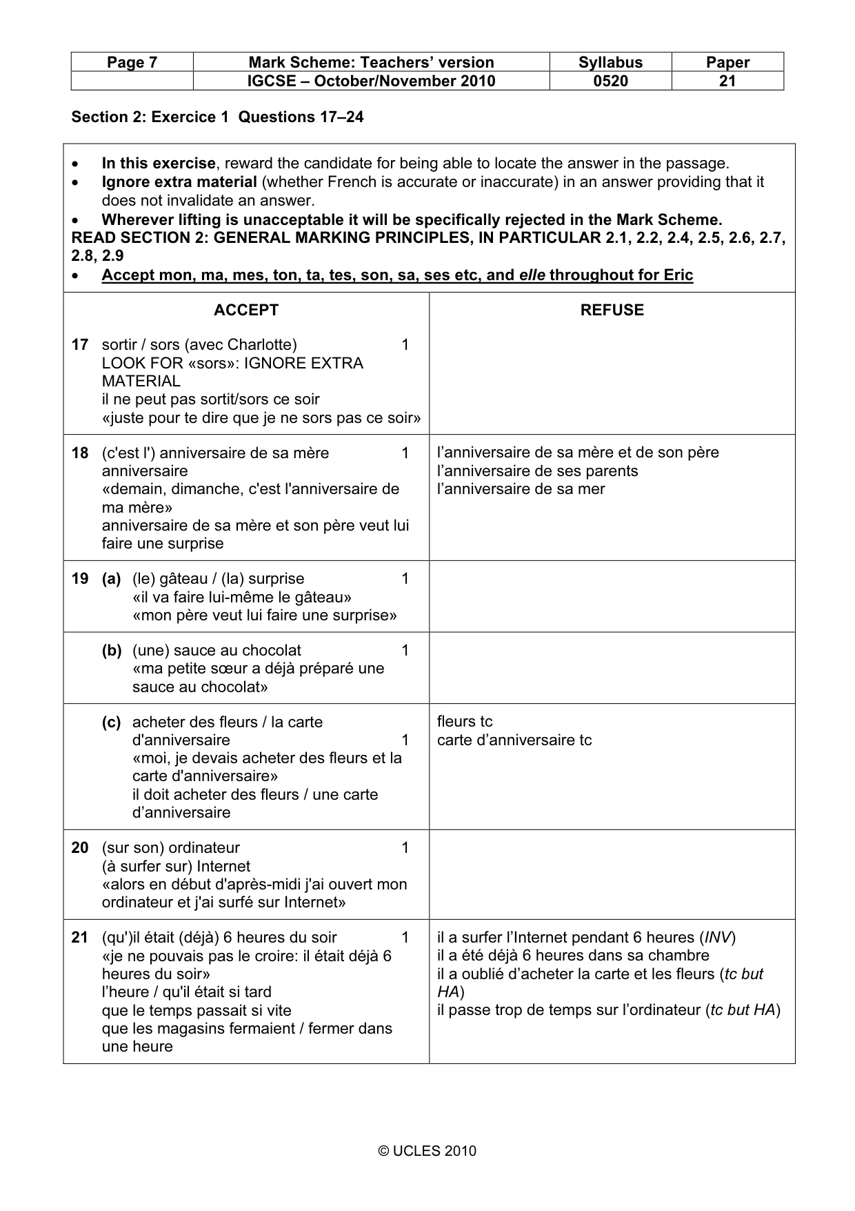 Mark scheme, page 7 of 13