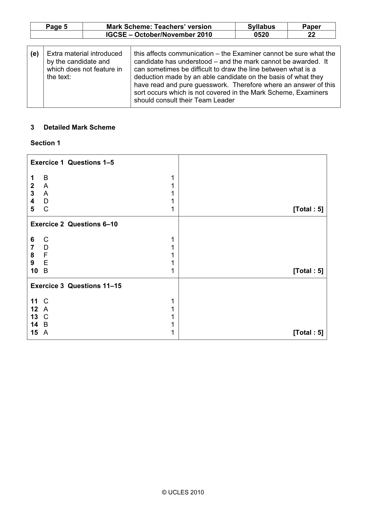 Mark scheme, page 5 of 15