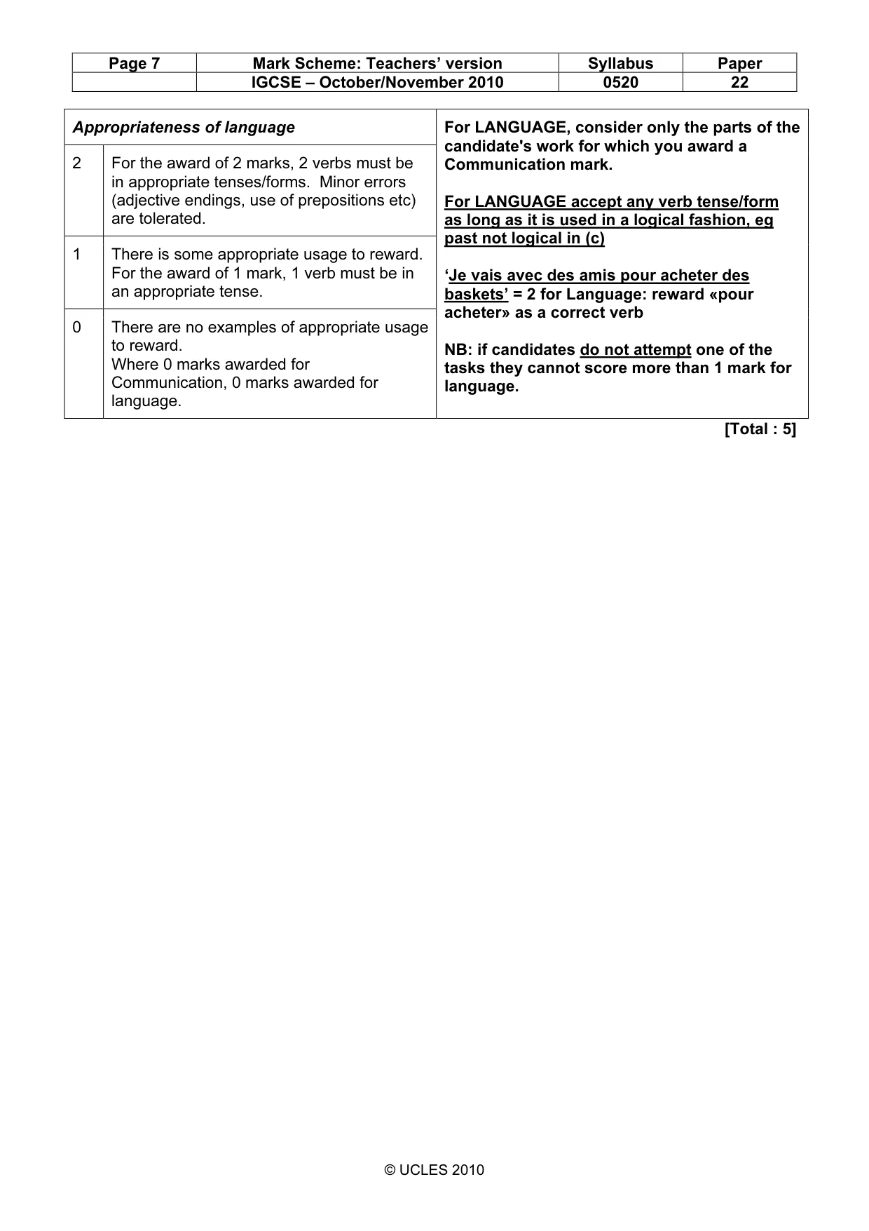 Mark scheme, page 7 of 15