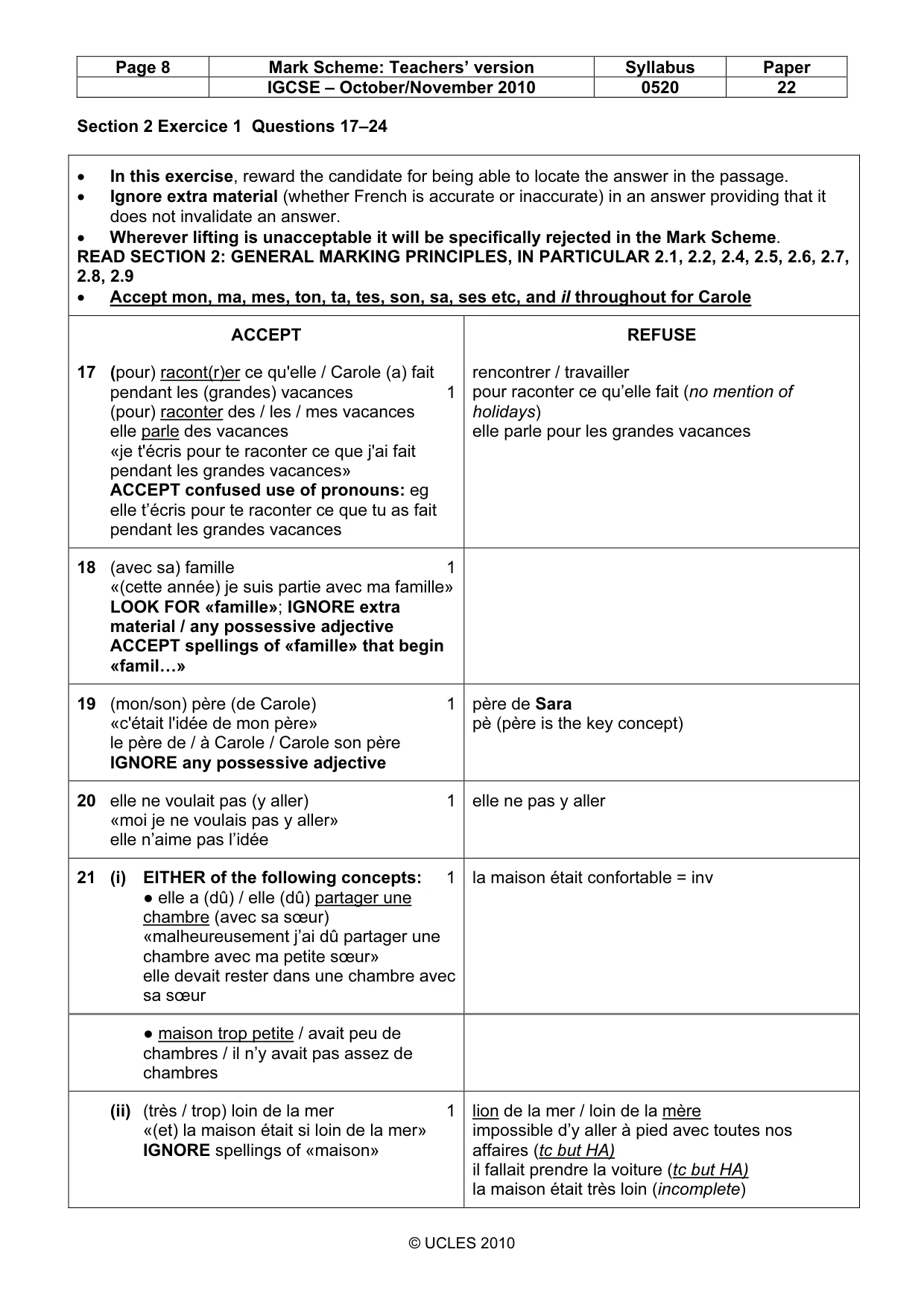 Mark scheme, page 8 of 15