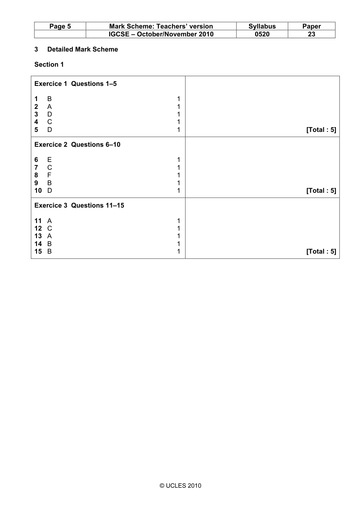 Mark scheme, page 5 of 15