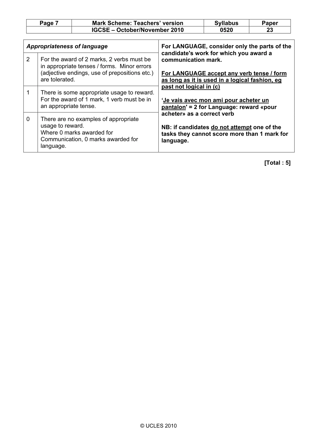 Mark scheme, page 7 of 15