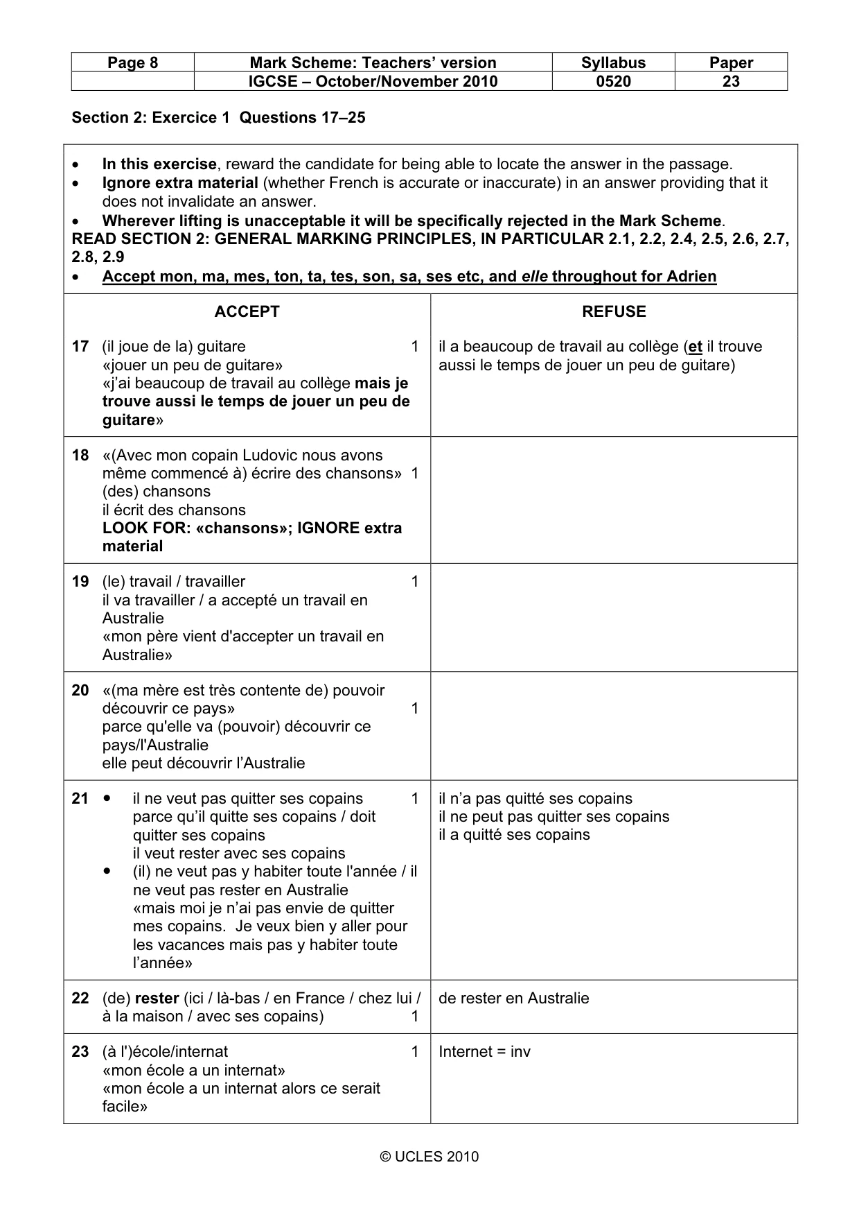 Mark scheme, page 8 of 15