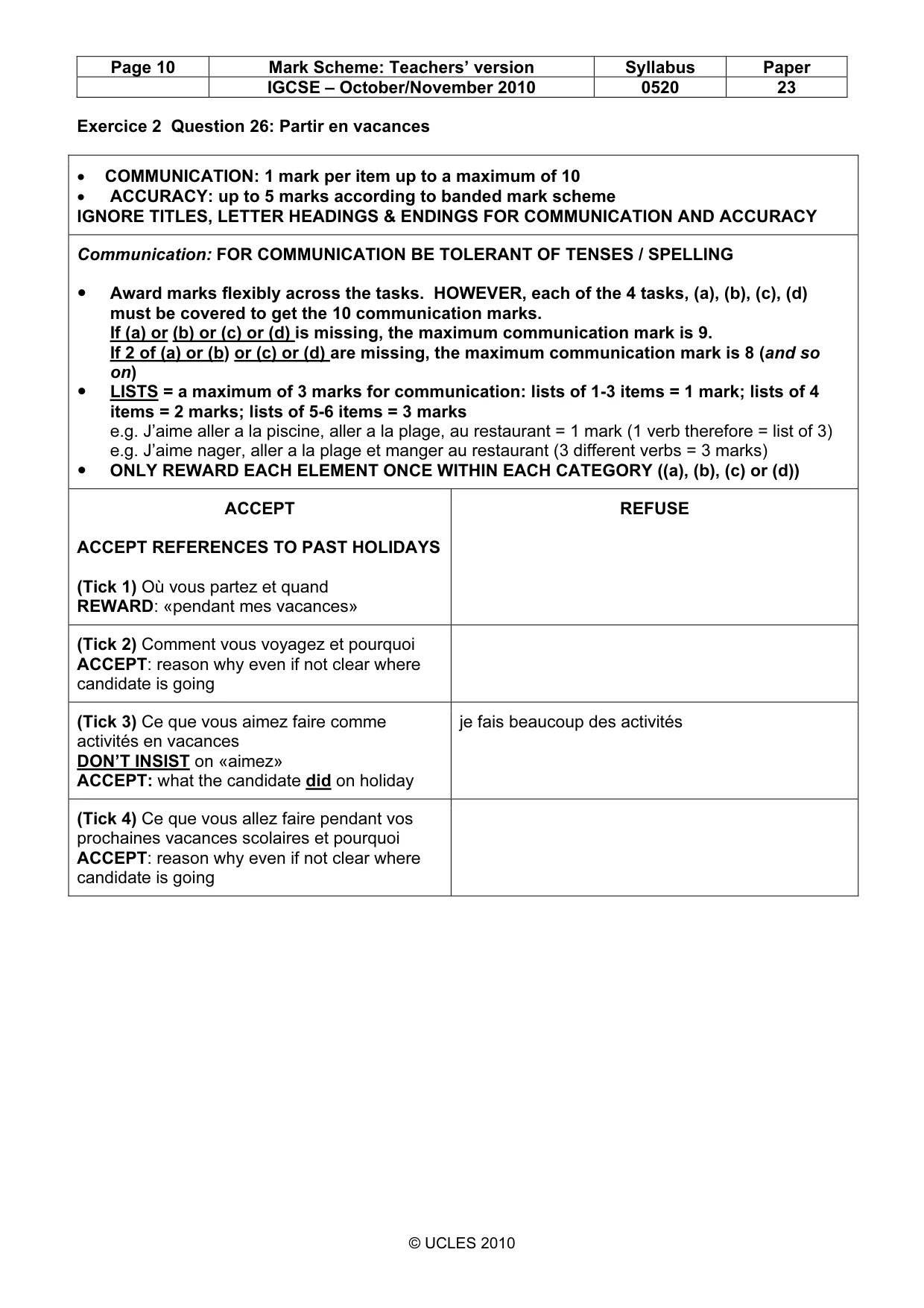 Mark scheme, page 10 of 15