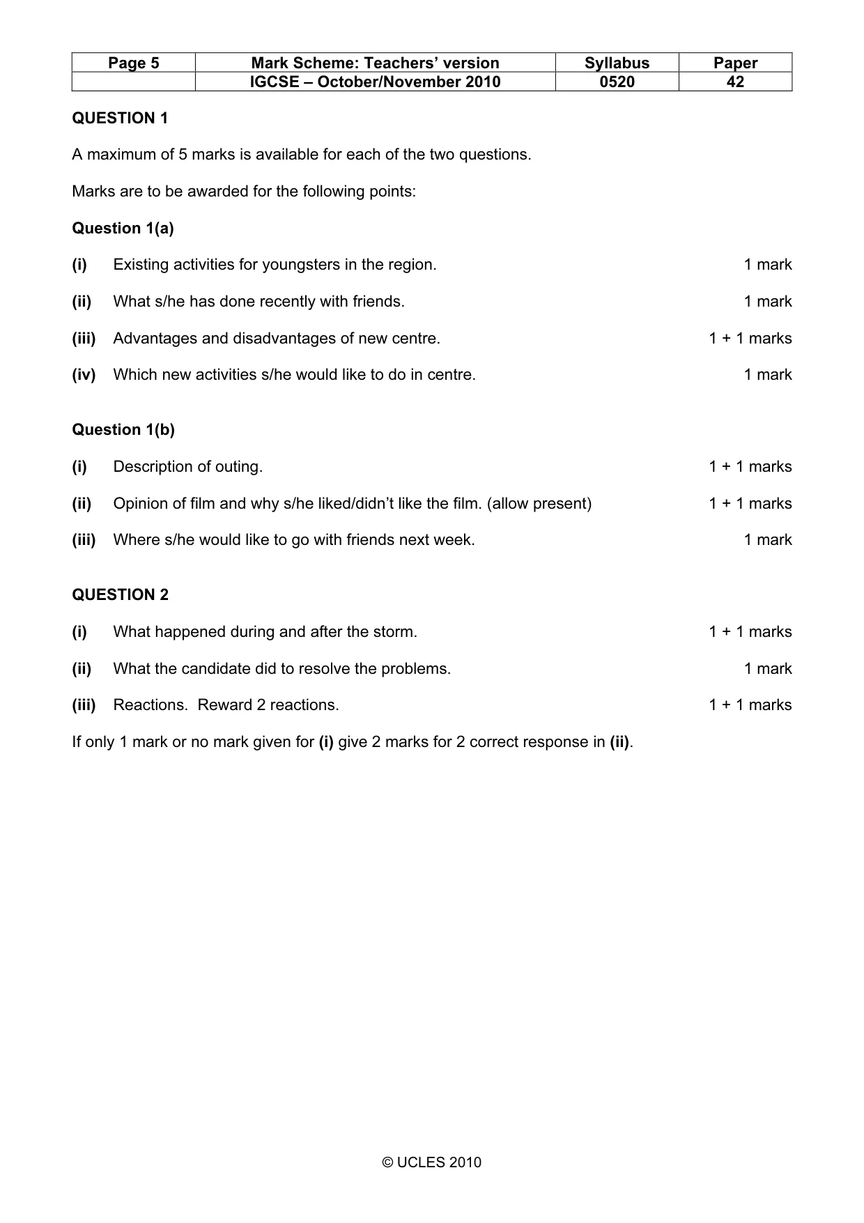 Mark scheme, page 5 of 16