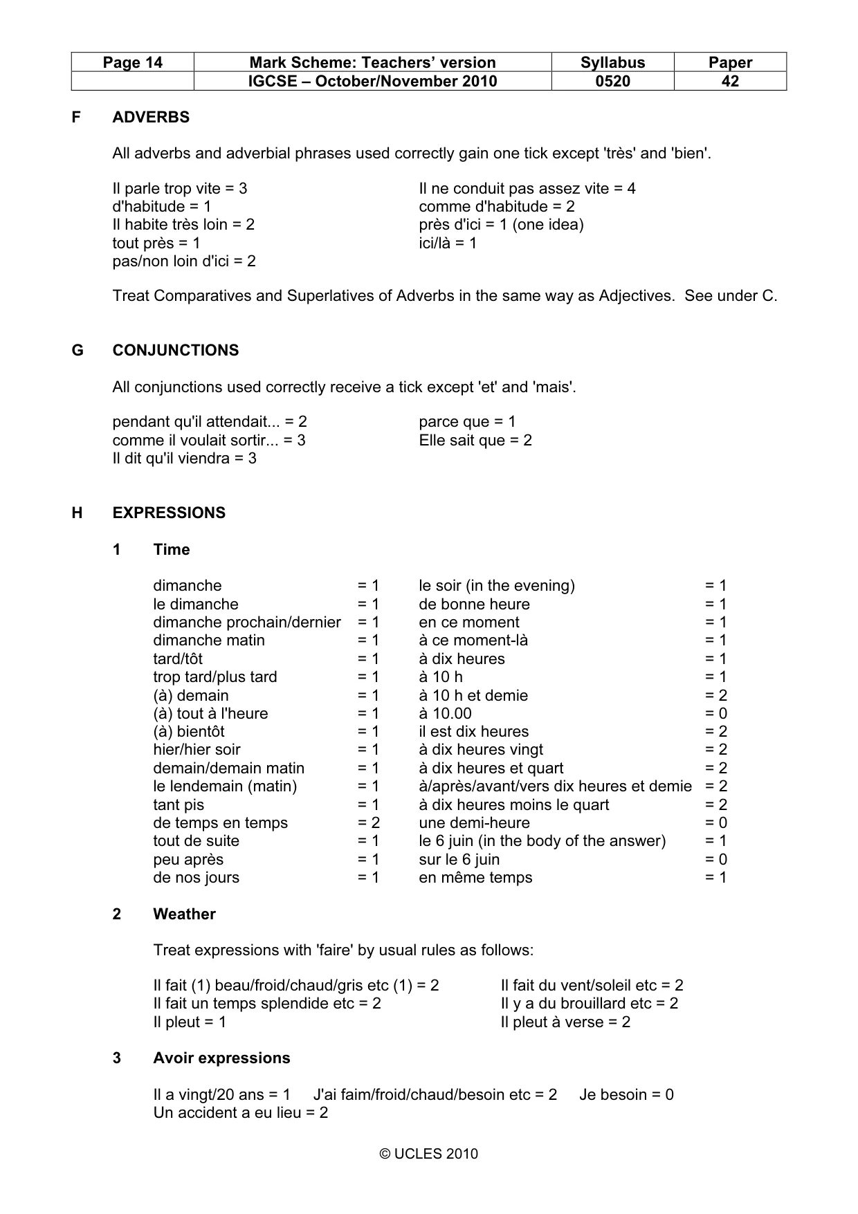 Mark scheme, page 14 of 16