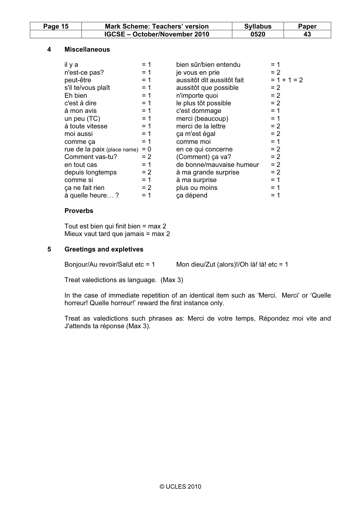 Mark scheme, page 15 of 16