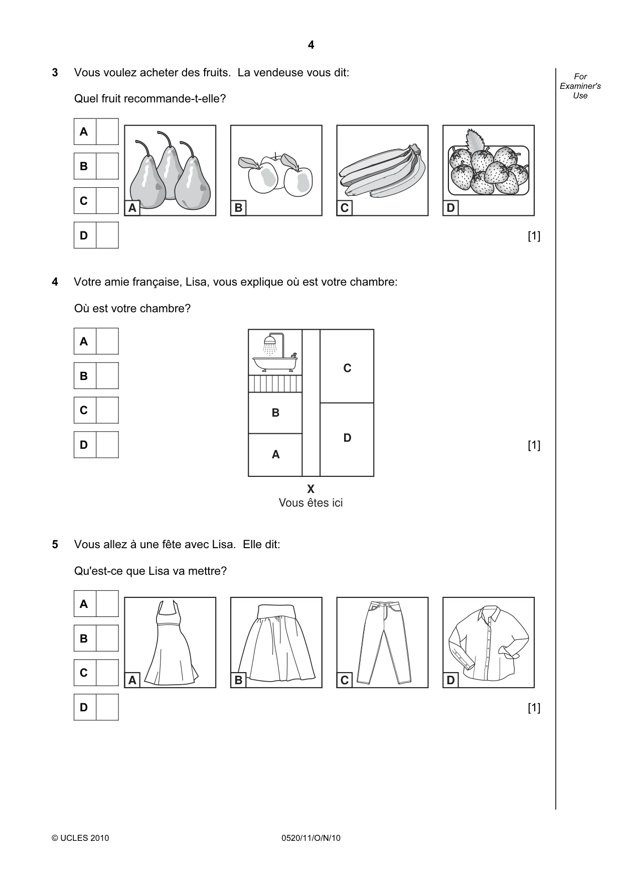 Cambridge IGCSE French - Foreign Language 0520 2010 Oct/Nov Paper 1 · Variant 1 question paper, page 4 of 12