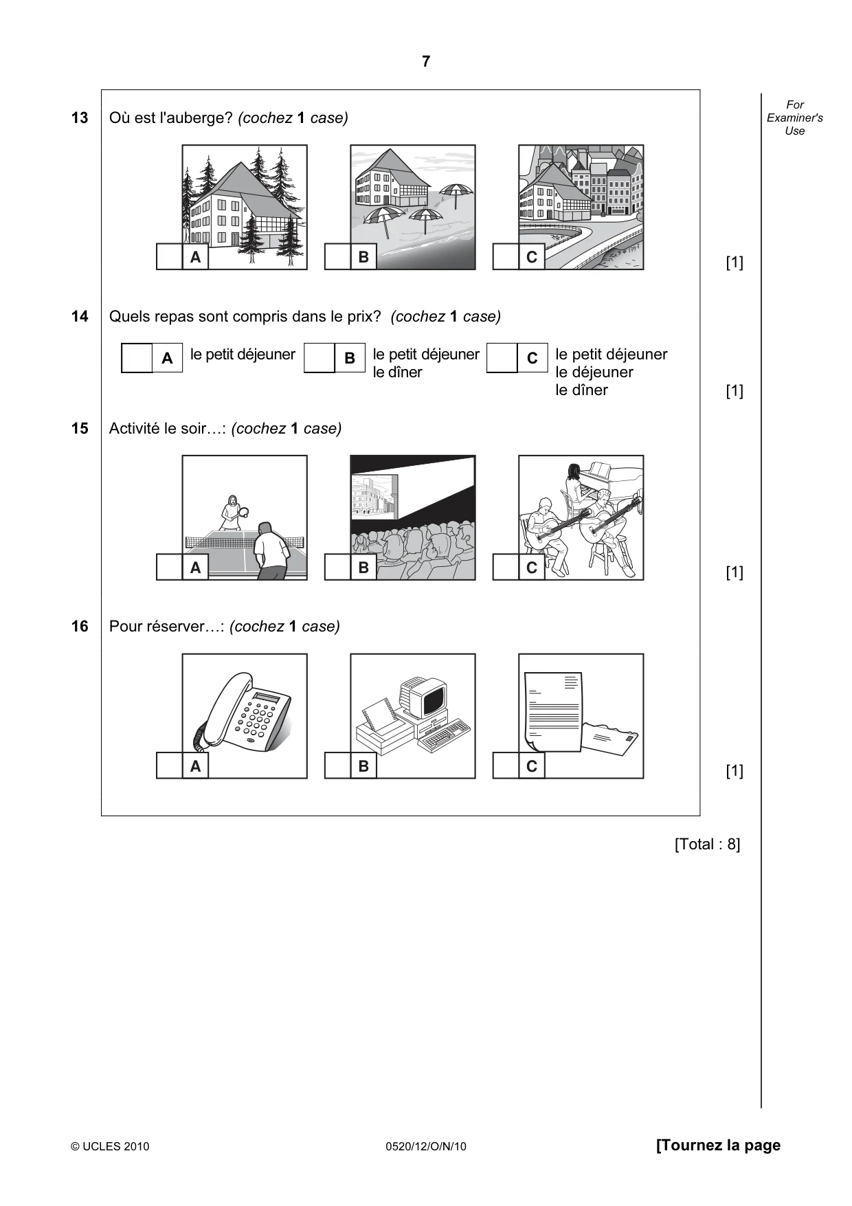 Cambridge IGCSE French - Foreign Language 0520 2010 Oct/Nov Paper 1 · Variant 2 question paper, page 7 of 12