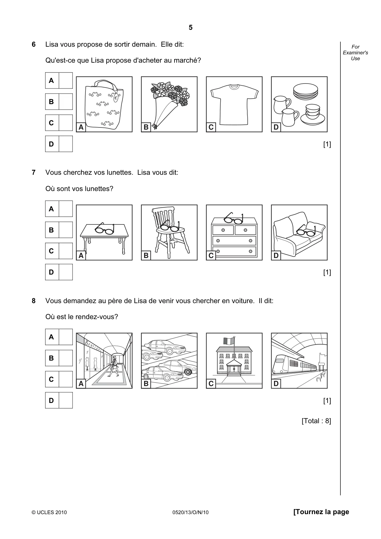 Cambridge IGCSE French - Foreign Language 0520 2010 Oct/Nov Paper 1 · Variant 3 question paper, page 5 of 12