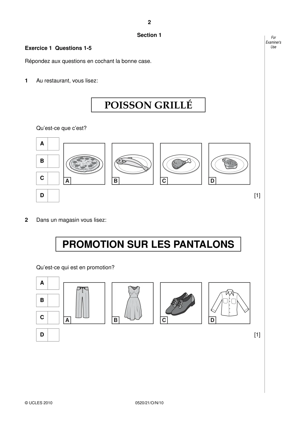 Cambridge IGCSE French - Foreign Language 0520 2010 Oct/Nov Paper 2 · Variant 1 question paper, page 2 of 20