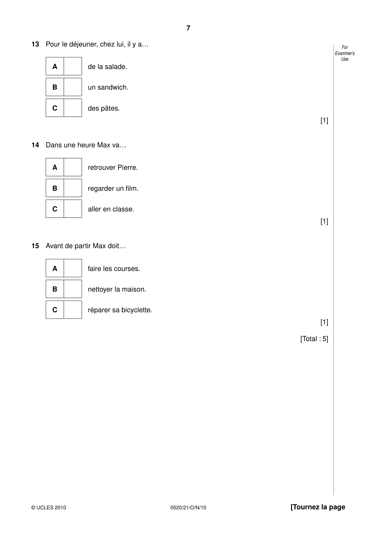 Cambridge IGCSE French - Foreign Language 0520 2010 Oct/Nov Paper 2 · Variant 1 question paper, page 7 of 20