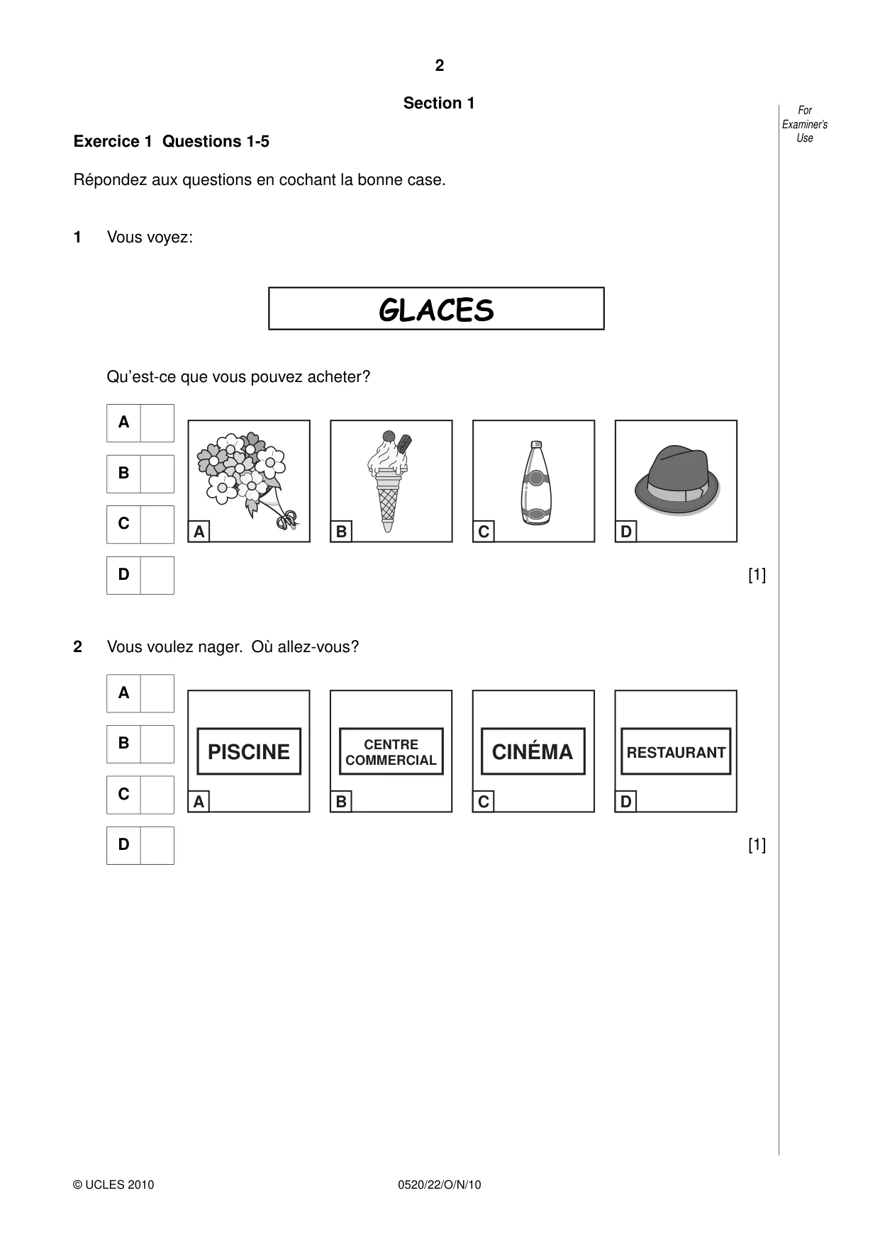 Cambridge IGCSE French - Foreign Language 0520 2010 Oct/Nov Paper 2 · Variant 2 question paper, page 2 of 20
