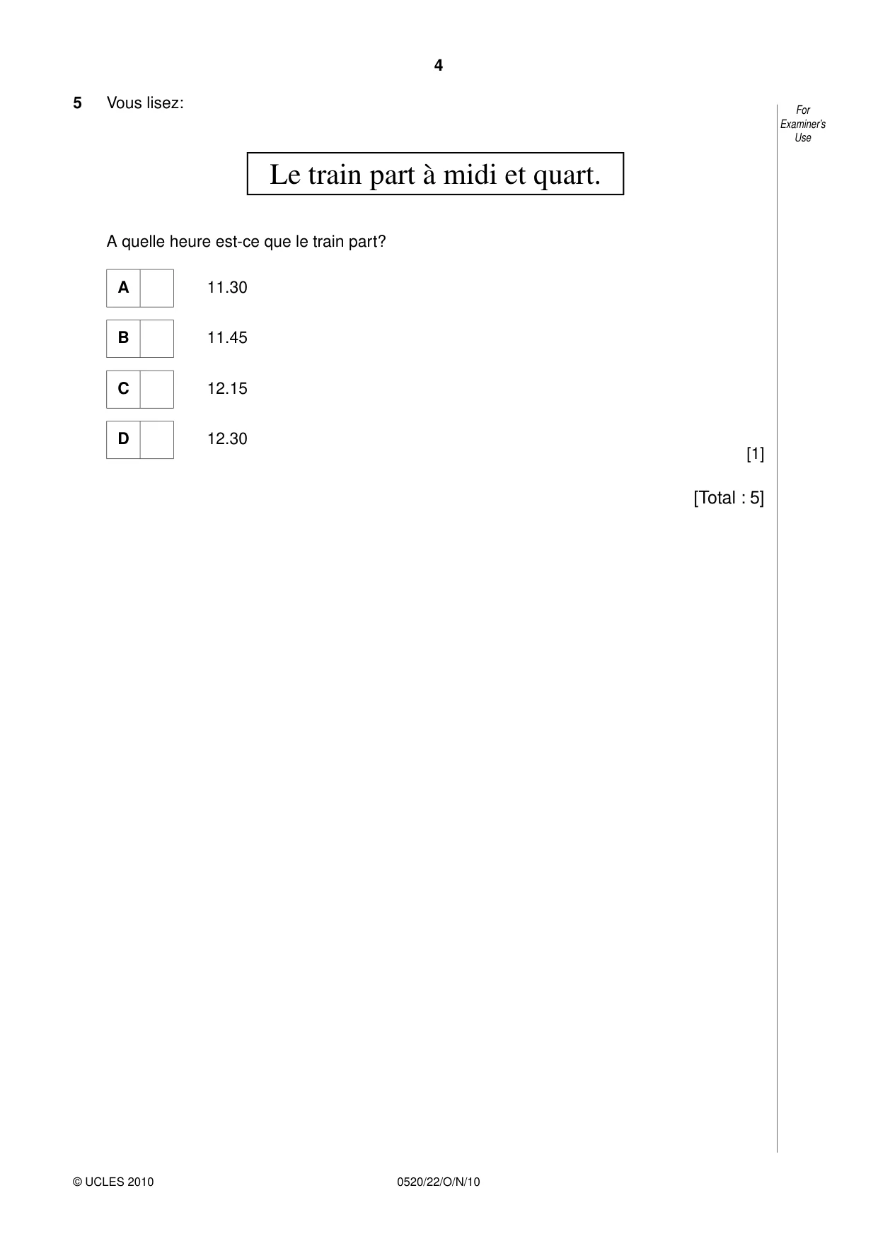 Cambridge IGCSE French - Foreign Language 0520 2010 Oct/Nov Paper 2 · Variant 2 question paper, page 4 of 20