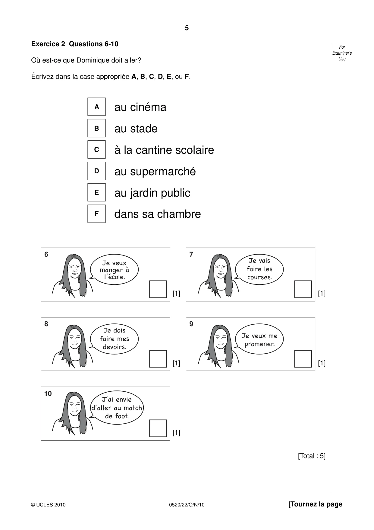 Cambridge IGCSE French - Foreign Language 0520 2010 Oct/Nov Paper 2 · Variant 2 question paper, page 5 of 20