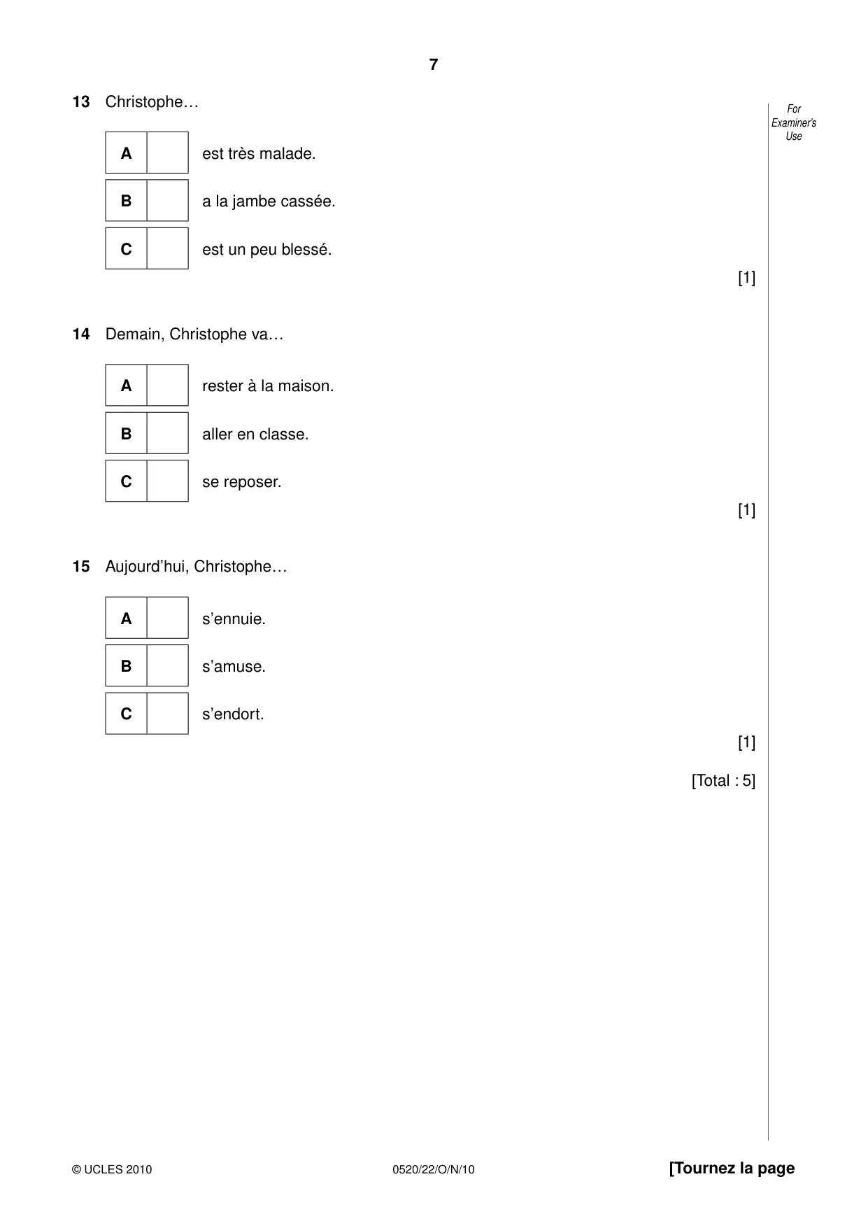Cambridge IGCSE French - Foreign Language 0520 2010 Oct/Nov Paper 2 · Variant 2 question paper, page 7 of 20