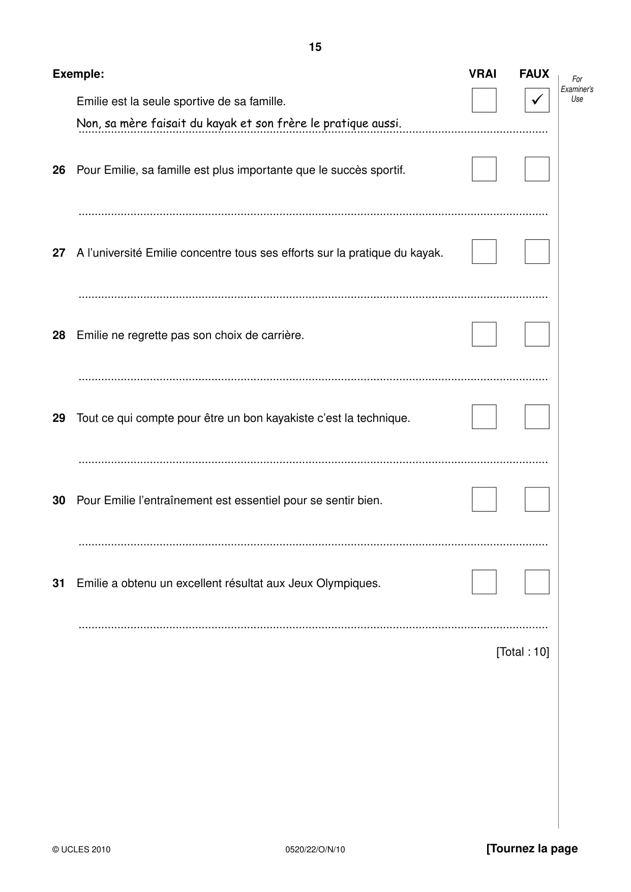 Cambridge IGCSE French - Foreign Language 0520 2010 Oct/Nov Paper 2 · Variant 2 question paper, page 15 of 20