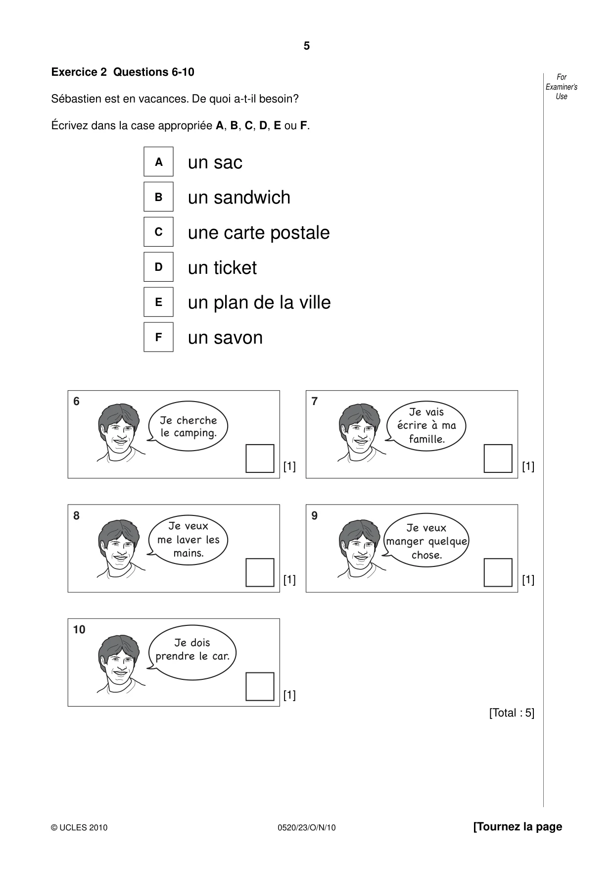 Cambridge IGCSE French - Foreign Language 0520 2010 Oct/Nov Paper 2 · Variant 3 question paper, page 5 of 20