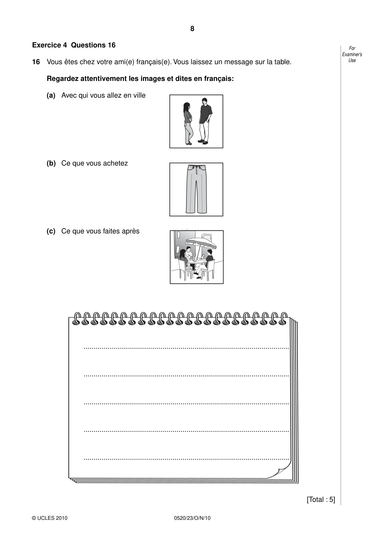 Cambridge IGCSE French - Foreign Language 0520 2010 Oct/Nov Paper 2 · Variant 3 question paper, page 8 of 20