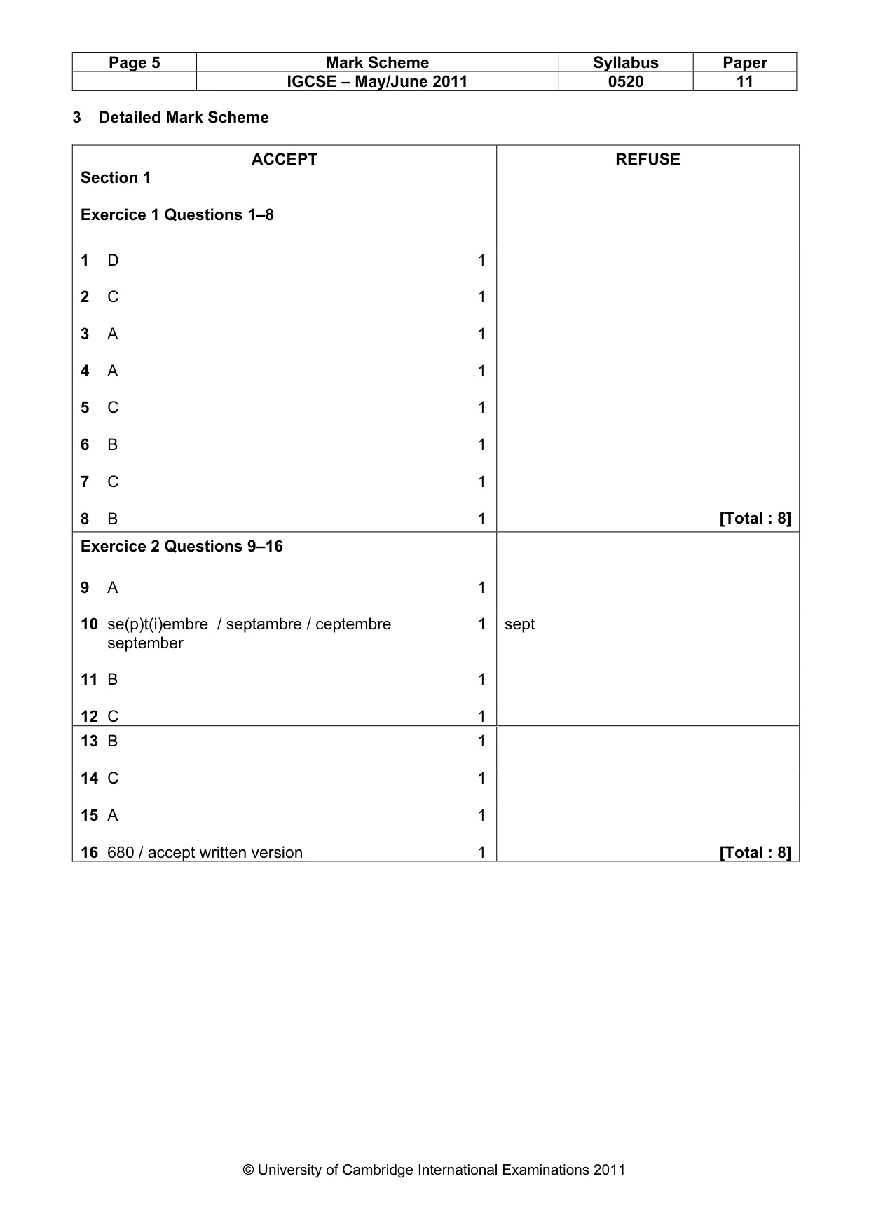 Mark scheme, page 5 of 11