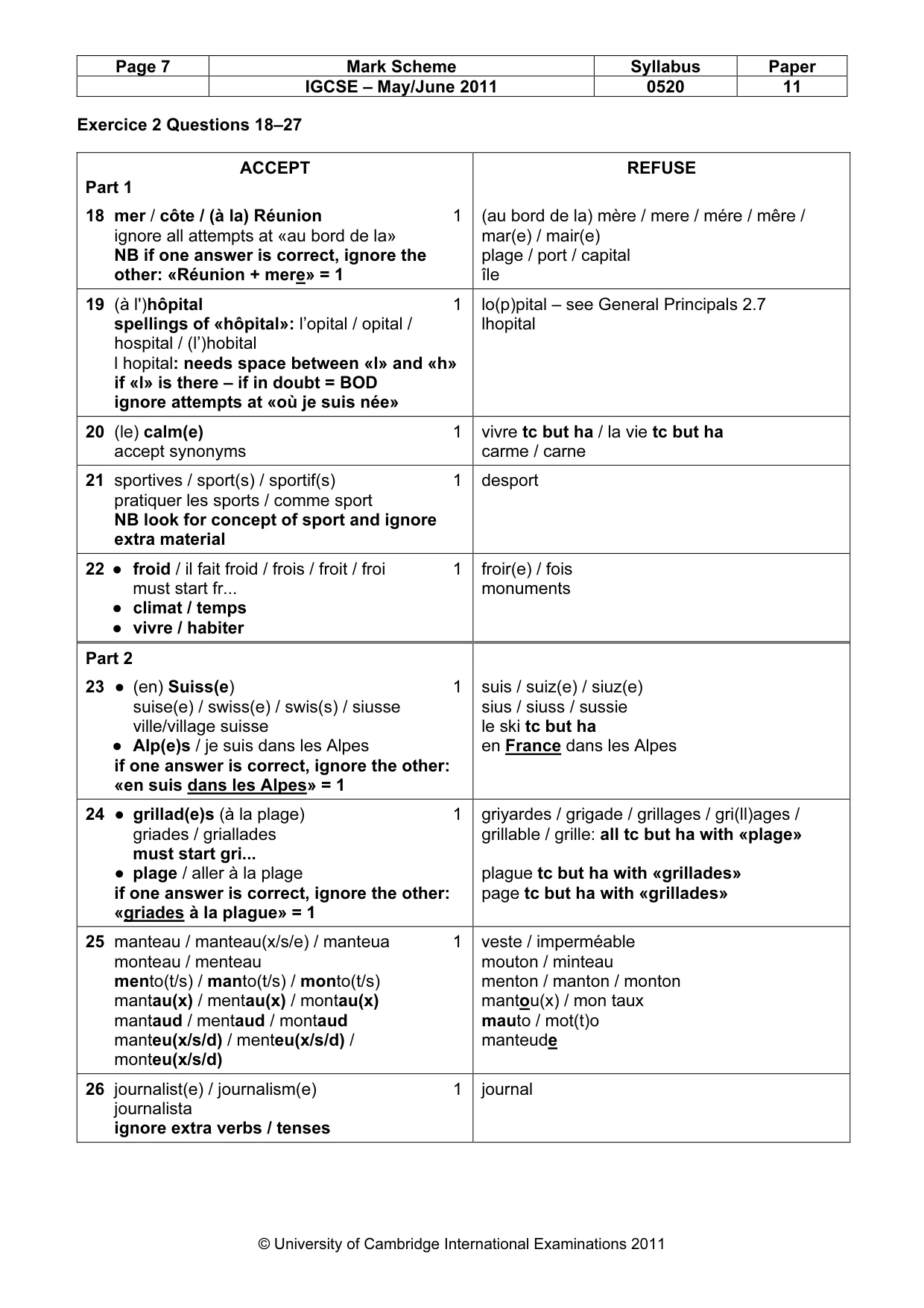Mark scheme, page 7 of 11